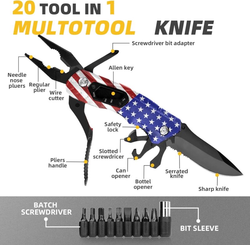 Trscind® 9 in 1 USA Flag Multitool Pocket Knife