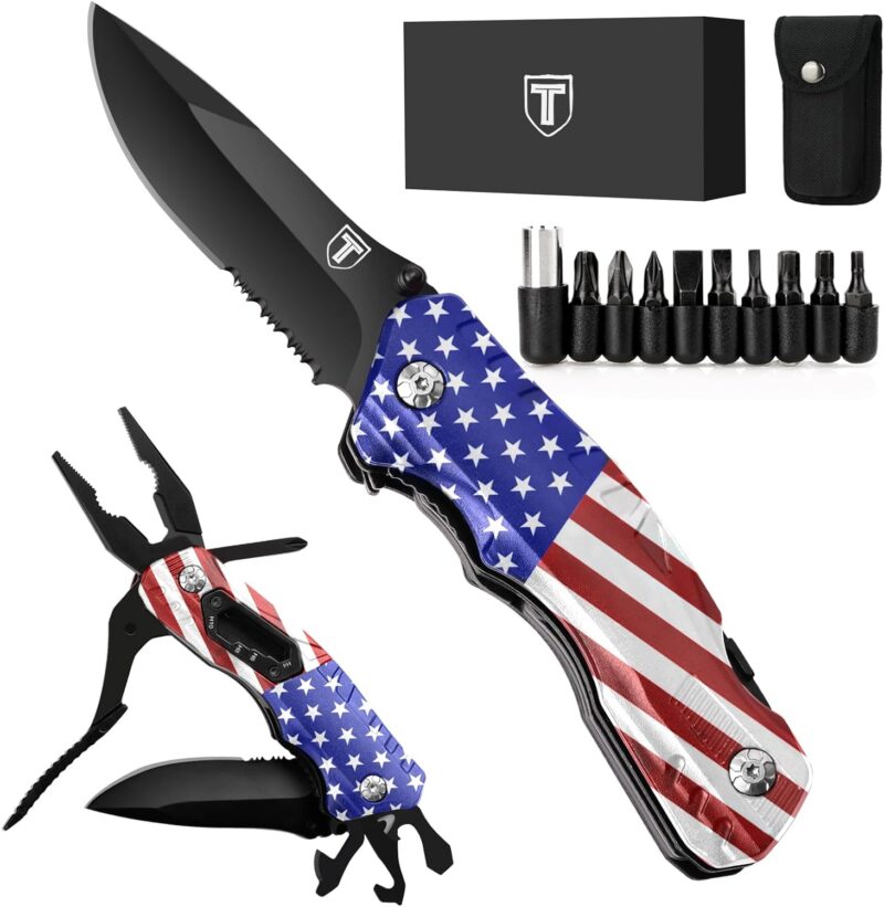 Trscind® 9 in 1 USA Flag Multitool Pocket Knife