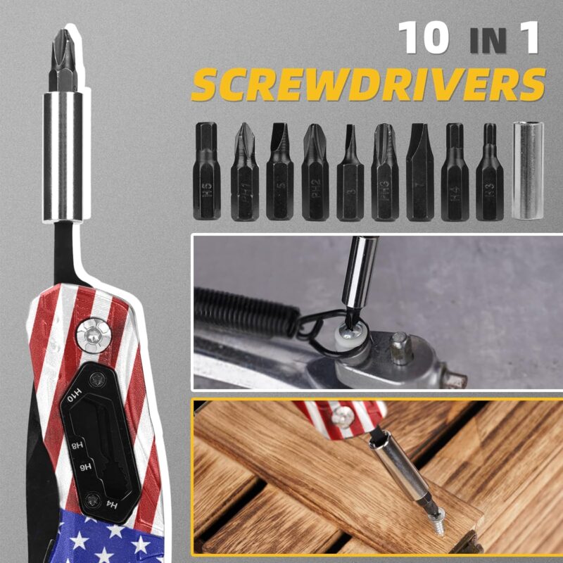 Trscind® 9 in 1 USA Flag Multitool Pocket Knife